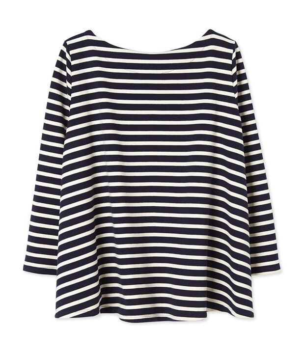 Women's striped top in heavy jersey blue/white