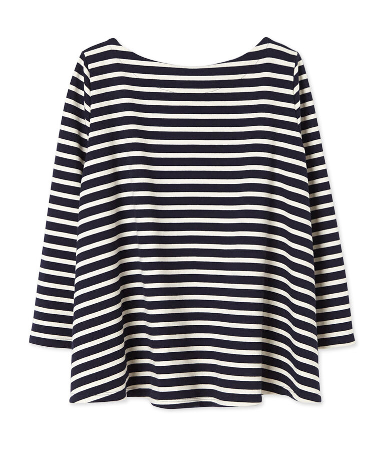 Women's striped top in heavy jersey SMOKING blue/COQUILLE beige