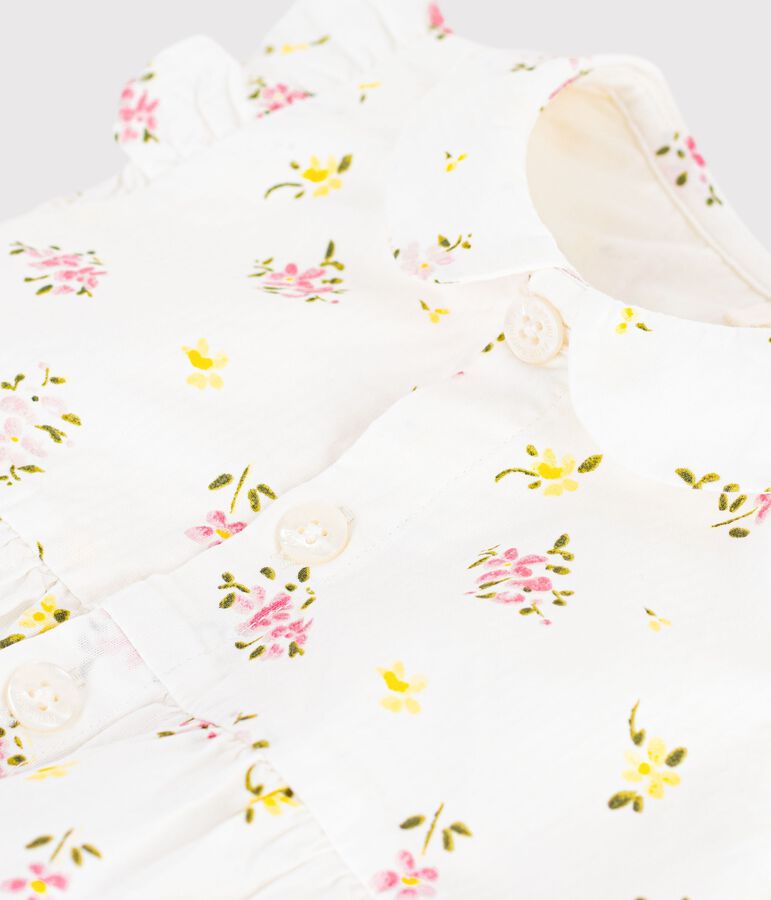 Babies' floral print cotton rompers MARSHMALLOW white/MULTICO white