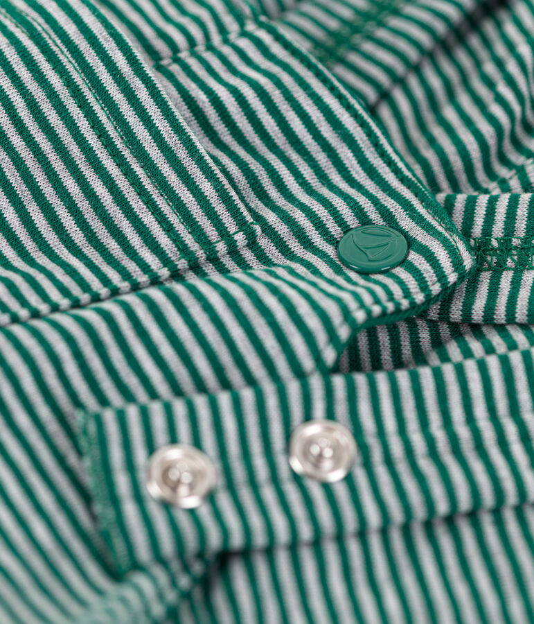 Babies' Pinstriped Long Tube Knit Dungarees green/grey