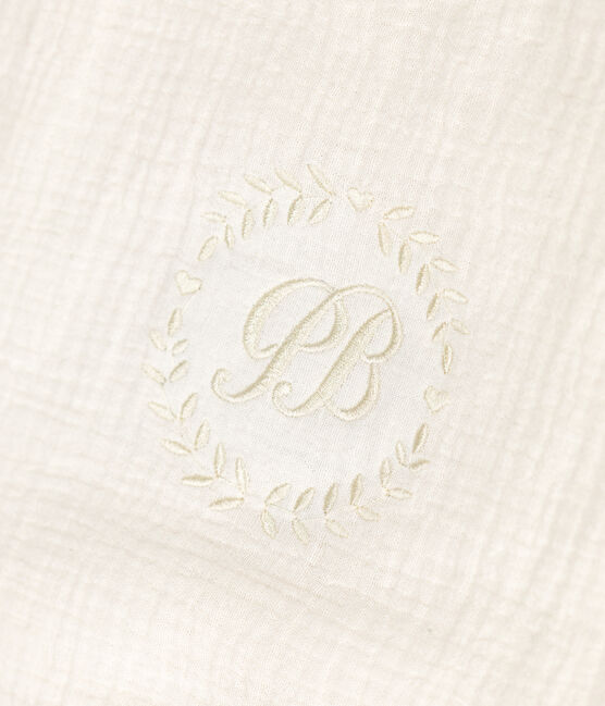 Newborn babies' suitcase in embroidered cotton gauze MARSHMALLOW white