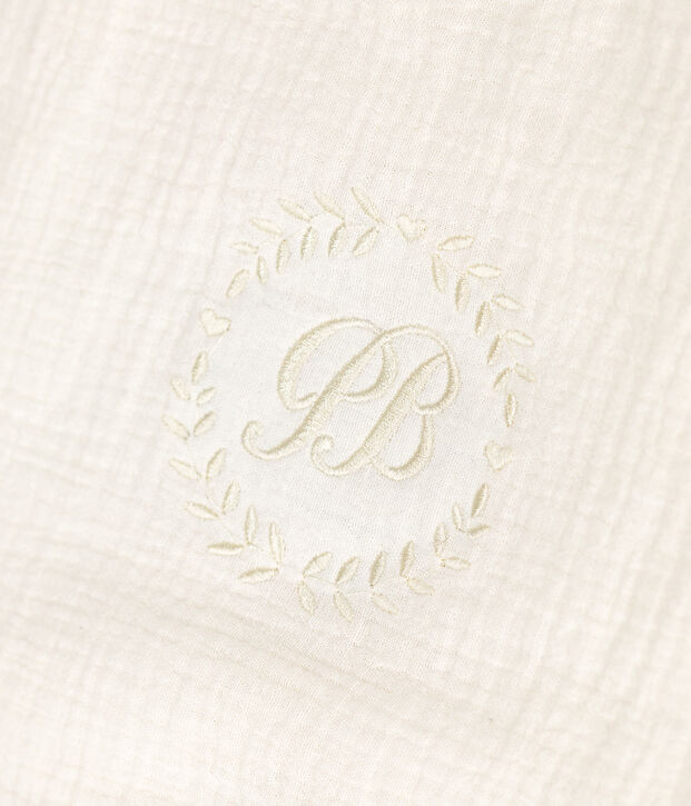 Newborn babies' suitcase in embroidered cotton gauze white