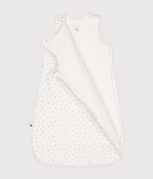 Babies' cotton TOG 1.5 sleeping bag white/blue