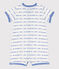 Babies' Cotton Patterned Knit Playsuit MARSHMALLOW white/PERSE blue