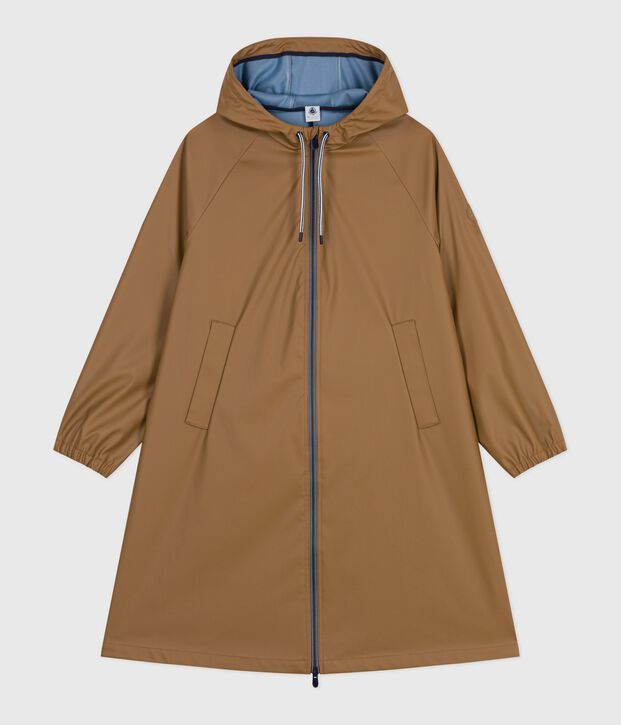 Women's long raincoat in two colours brown