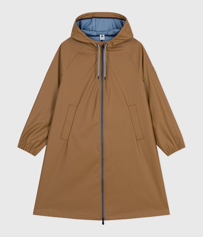 Women's long raincoat in two colours brown