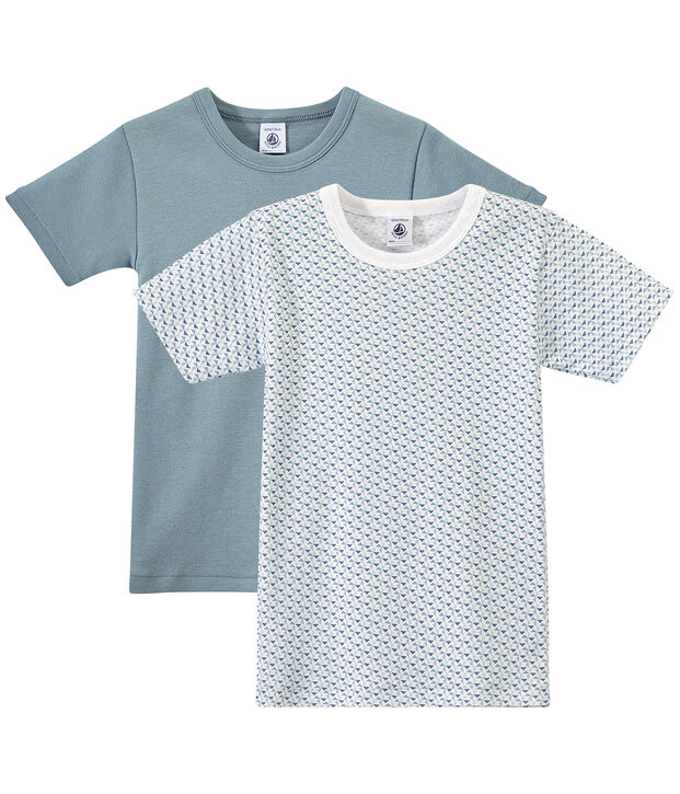 Set of 2 boys' short-sleeved t-shirts white
