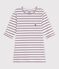 Women's short-sleeved stripy cotton T-shirt white/red