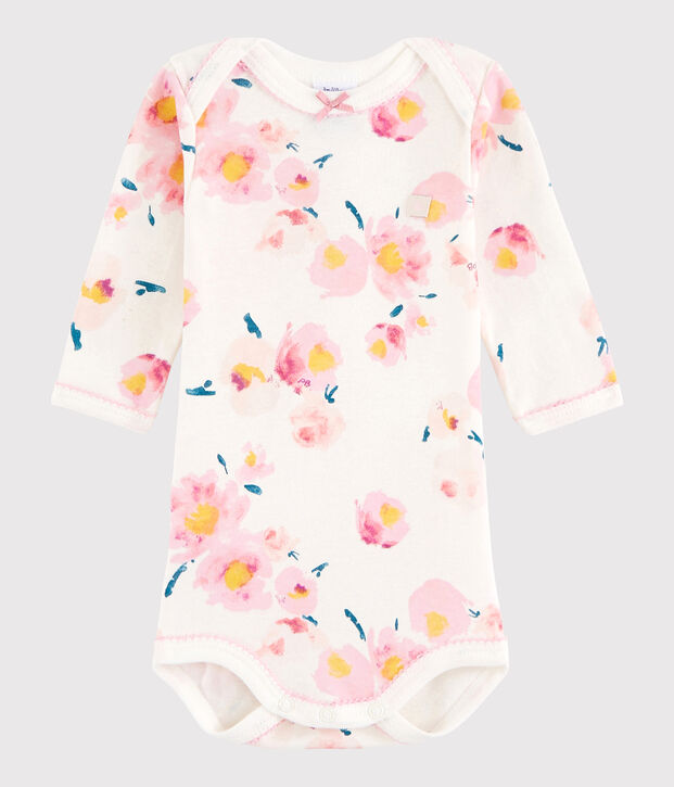 Baby Girls' Long-Sleeved Bodysuit white/multicolor