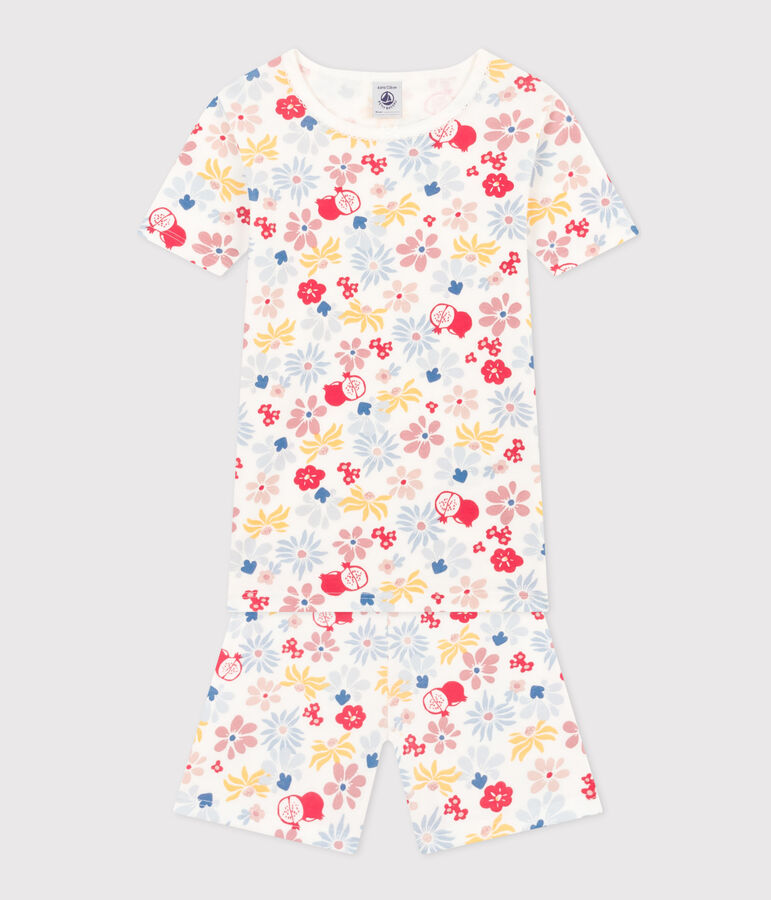 Children's Short Pyjamas in Floral Print Cotton white/multicolor