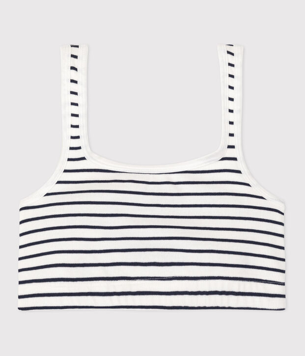 Women's striped cotton and elastane bra top white/blue