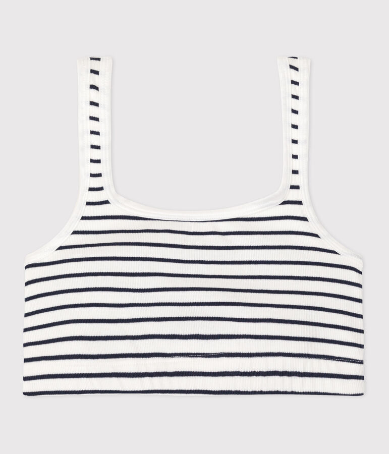 Women's striped cotton and elastane bra top white/blue