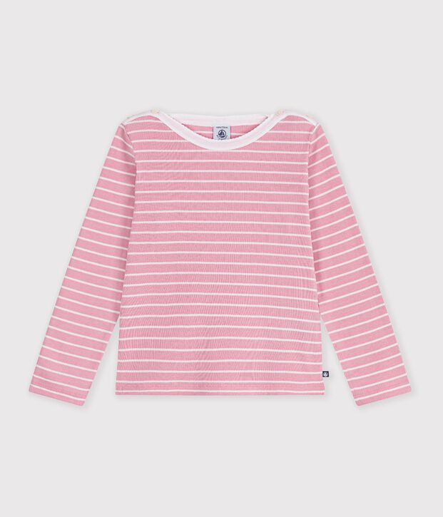 Children's cotton Breton top pink/white