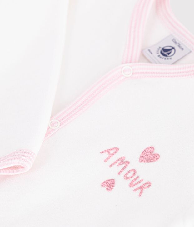 Babies' plain velour pyjama suit white