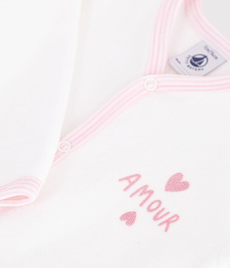 Babies' plain velour pyjama suit white