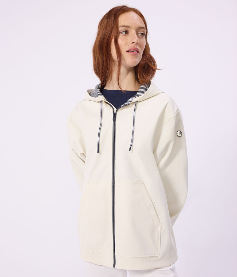 Women's short raincoat Ecru