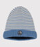 Babies' fleece-lined knitted hat BEACH blue/AVALANCHE
