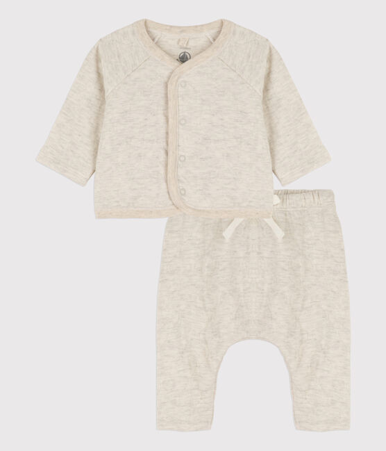 Babies' Padded Cotton Clothing - 2-Piece Set MONTELIMAR CHINE beige
