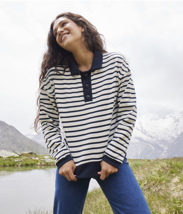 Women's Breton Cotton Top white/blue