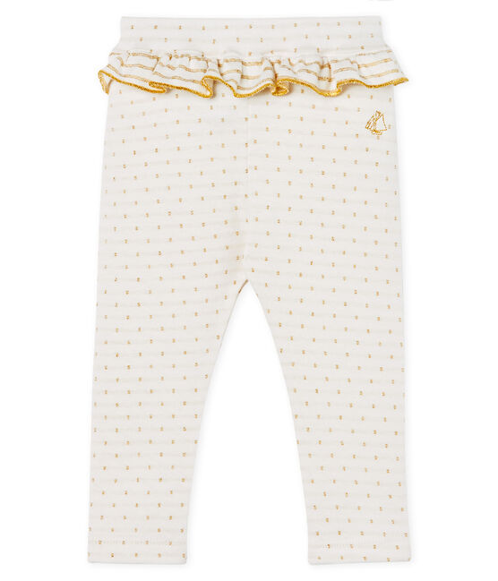 Baby Girls' Ruffled Leggings MARSHMALLOW white/OR yellow
