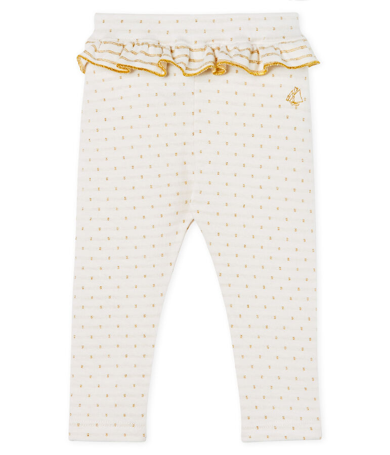 Baby Girls' Ruffled Leggings MARSHMALLOW white/OR yellow