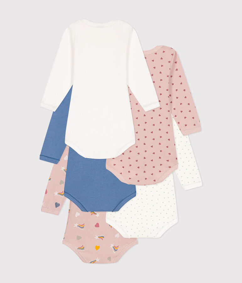 Babies' long-sleeved star and flower patterned bodysuits - 5-pack variante 1