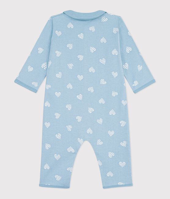 Babies' heart print footless cotton pyjama suit with a collar MIMI /ECUME