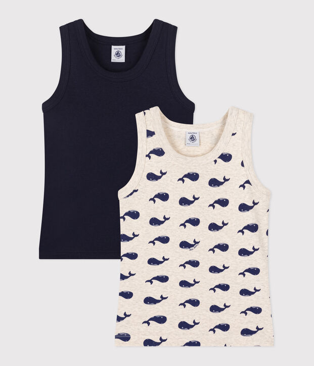 Children's whale-print cotton tank tops - 2-pack multicolor