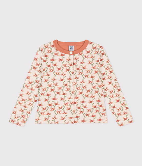 Girls' printed quilted tube knit cardigan AVALANCHE white/MULTICO