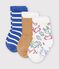3 pairs of animal print cotton baby socks multicolor