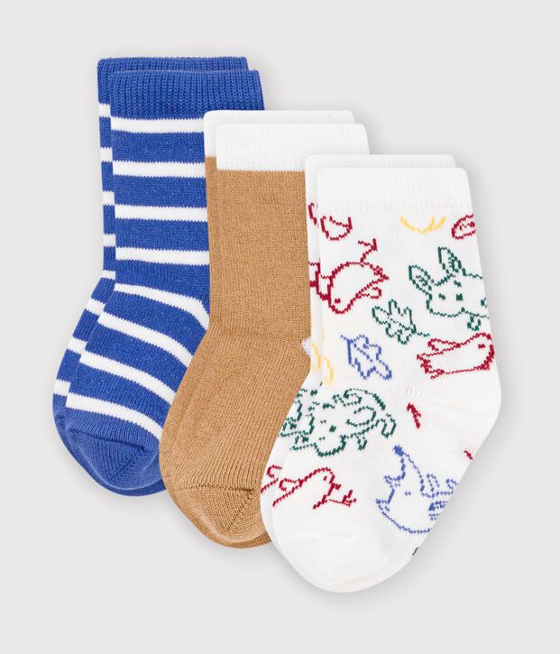 3 pairs of animal print cotton baby socks multicolor