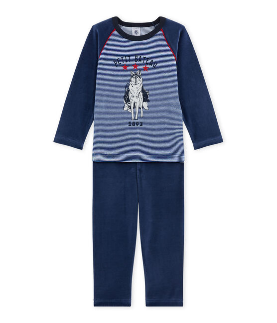 Boy's wolf motif pyjamas SURF blue/MAJOR blue/ECUME
