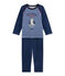 Boy's wolf motif pyjamas SURF blue/MAJOR blue/ECUME
