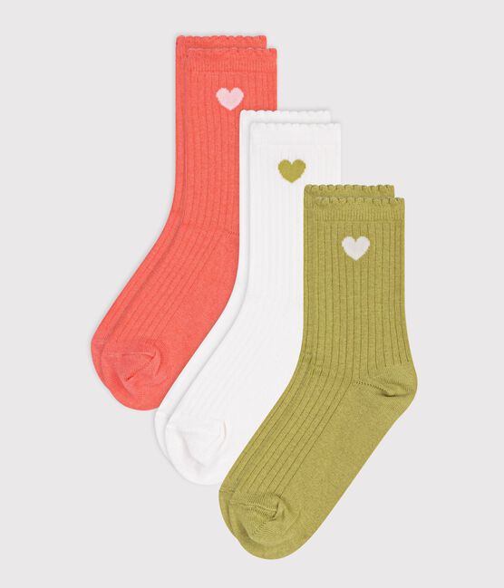 Girls' jacquard heart-patterned cotton socks - 2-pack variante 1