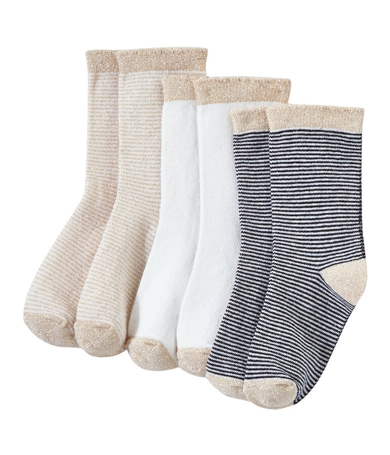 Set of 3 pairs of girl's socks white