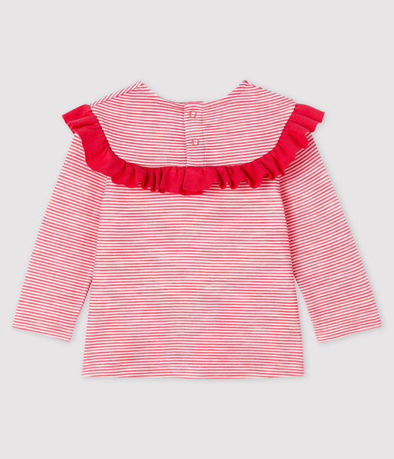 Baby girl's long-sleeved blouse POPPY pink/MARSHMALLOW white