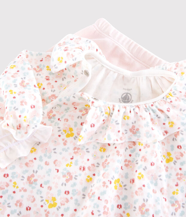Babies' Floral Organic Cotton Dress and Leggings white/multicolor