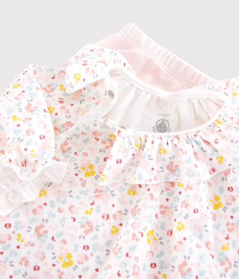 Babies' Floral Organic Cotton Dress and Leggings MARSHMALLOW white/MULTICO white