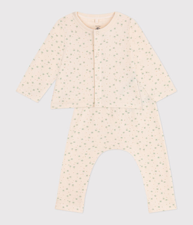 Babies' two-piece cotton outfit Ecru/multicolor