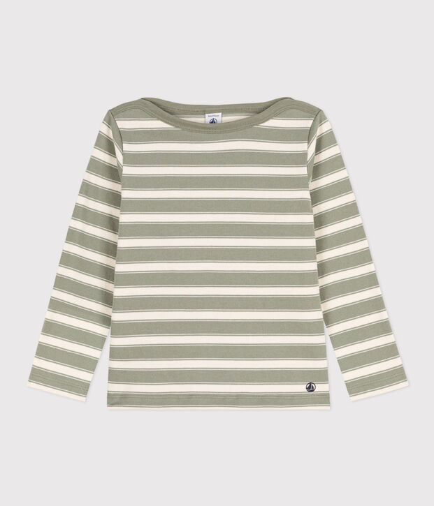 Children's Unisex Thick Cotton Breton Top green/ecru
