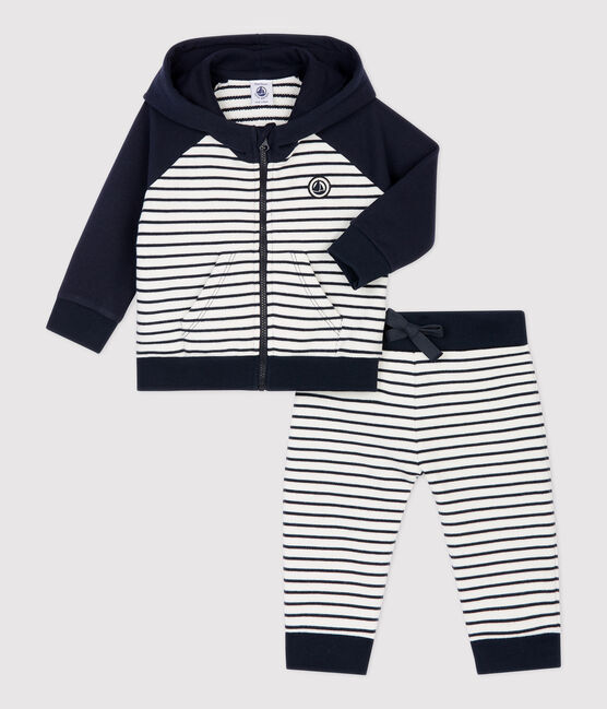 Babies' Fleece Tracksuit SMOKING blue/MARSHMALLOW white