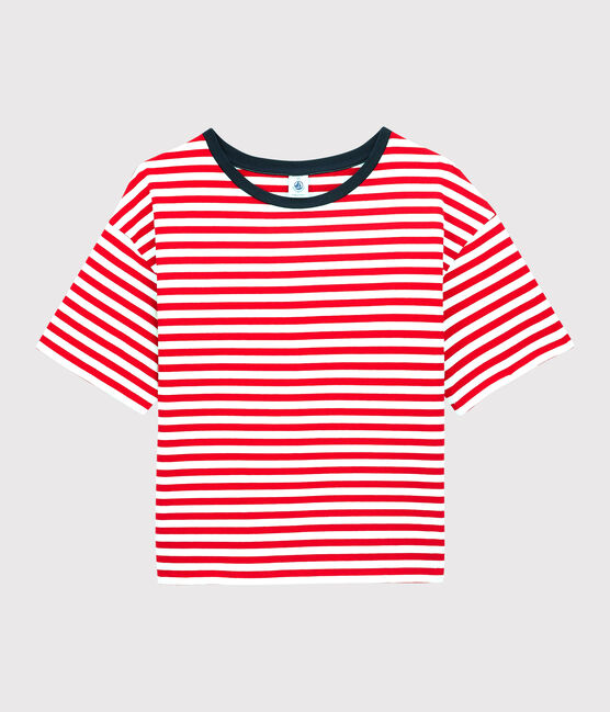 Women's BOXY Cotton T-Shirt PEPS red/MARSHMALLOW white