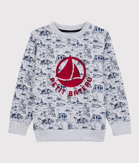 Boys' Fleece Sweatshirt POUSSIERE grey/MULTICO white
