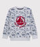 Boys' Fleece Sweatshirt POUSSIERE grey/MULTICO white
