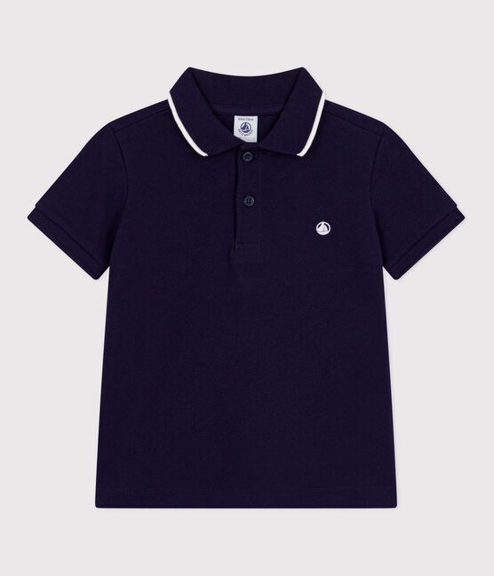 Children's short-sleeved cotton polo shirt SOIR blue