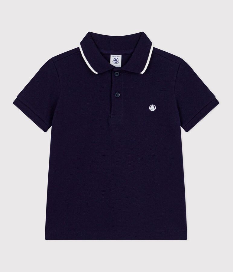 Children's short-sleeved cotton polo shirt blue
