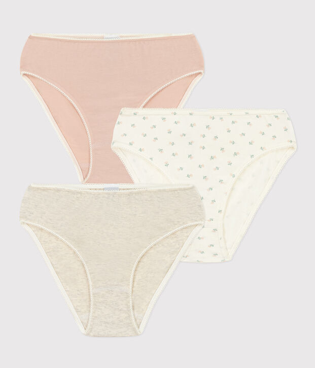 Girls' Floral Cotton and Elastane Briefs - 3-Pack multicolor