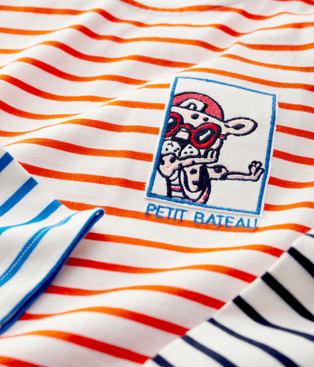 Unisex Children's Long-Sleeved T-Shirt white/orange/multicolor