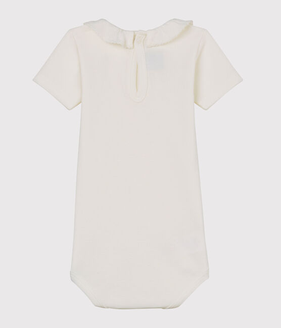 Babies' Short-Sleeved Bodysuit With Ruff MARSHMALLOW white