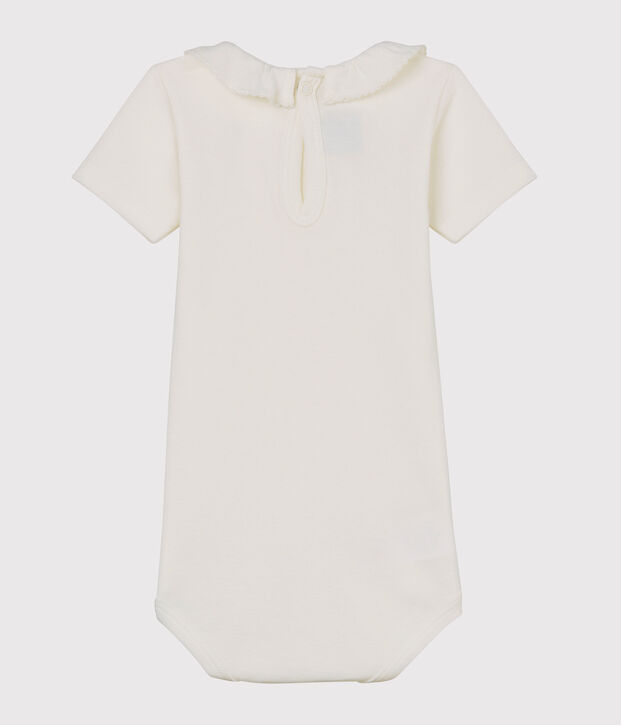 Babies' Short-Sleeved Bodysuit With Ruff white